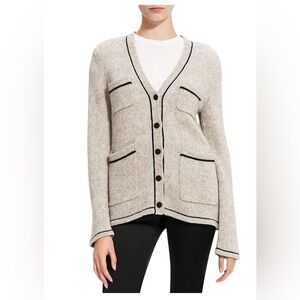 Theory Light Taupe Melange/Black Cardigan Sweater size P (XS)